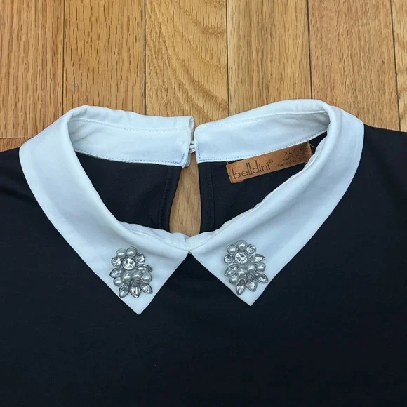 Belldini Black Top with White Collar Detail - Picture 2 of 5